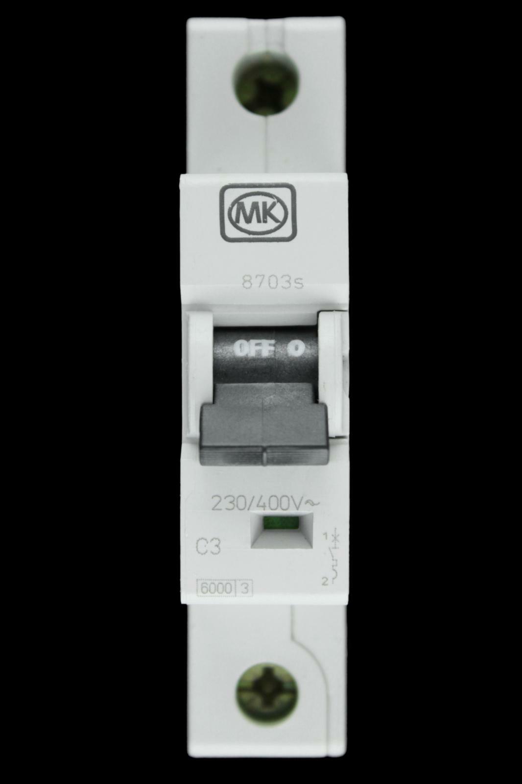 MK 3 AMP TYPE C 6kA MCB CIRCUIT BREAKER 8703s
