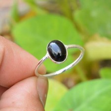 Unbelievable Black Onyx Gemstone 925 Sterling Silver Handmade Ring All Size
