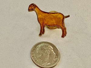Goat Lapel Pin Vintage 1980s Amber Color Enamel