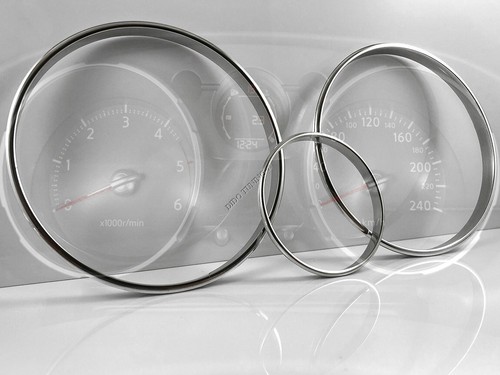 For Nissan Qashqai mk1 07-13 Polished Aluminium Chrome dash Dial Rings 3pcs - Picture 3 of 11