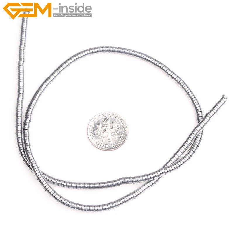 Металлическая разделительная бусина Heishi с гематитовым покрытием Rondelle для изготовления ювелирных изделий 15 дюймов 2x4 мм - Изображение 4 из 4