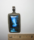 2" STERLING SILVER PENDANT W/ 1.4" x 0.8" NATURAL LABRADORITE STONE 21.4g *1 (GG — photo 8