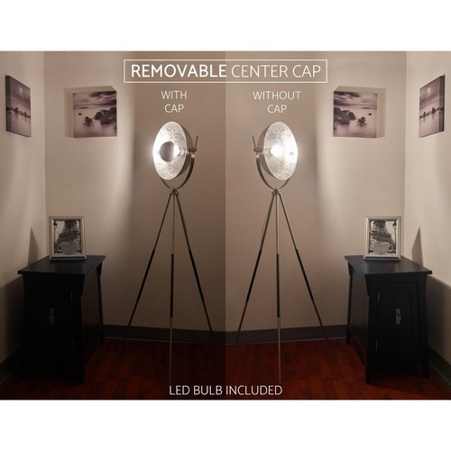 Kira Home Sulis 58" Modern Industrial Tripod LED Floor Lamp + 9W bulb, Leather A - Picture 12 of 26