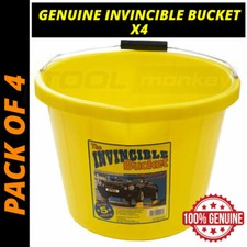 4x Invincible Builders Bucket - Heavy Duty Extra Strong Builders Bucket 4 Pack