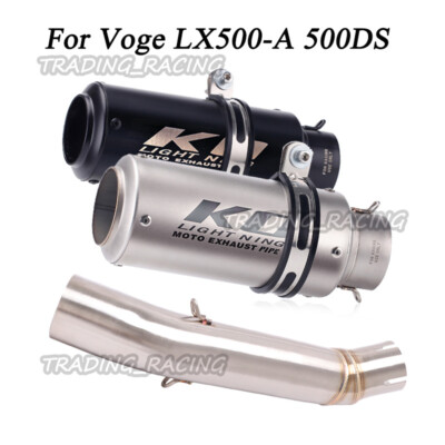 For Voge LX500-A 500DS Motorcycle Middle Link Pipe Slip On 51mm Exhaust Mufflers