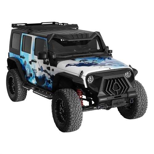 FIT JEEP WRANGLER JK/JKU 2007-2018 STEEL WINDSHIELD ARMOR GUARD W/LED LIGHTS - Picture 16 of 17