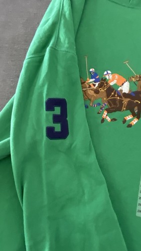 Sudadera con capucha Polo Ralph Lauren verde triple pony jugador estampida ecuestre 2XLT - Imagen 8 de 12