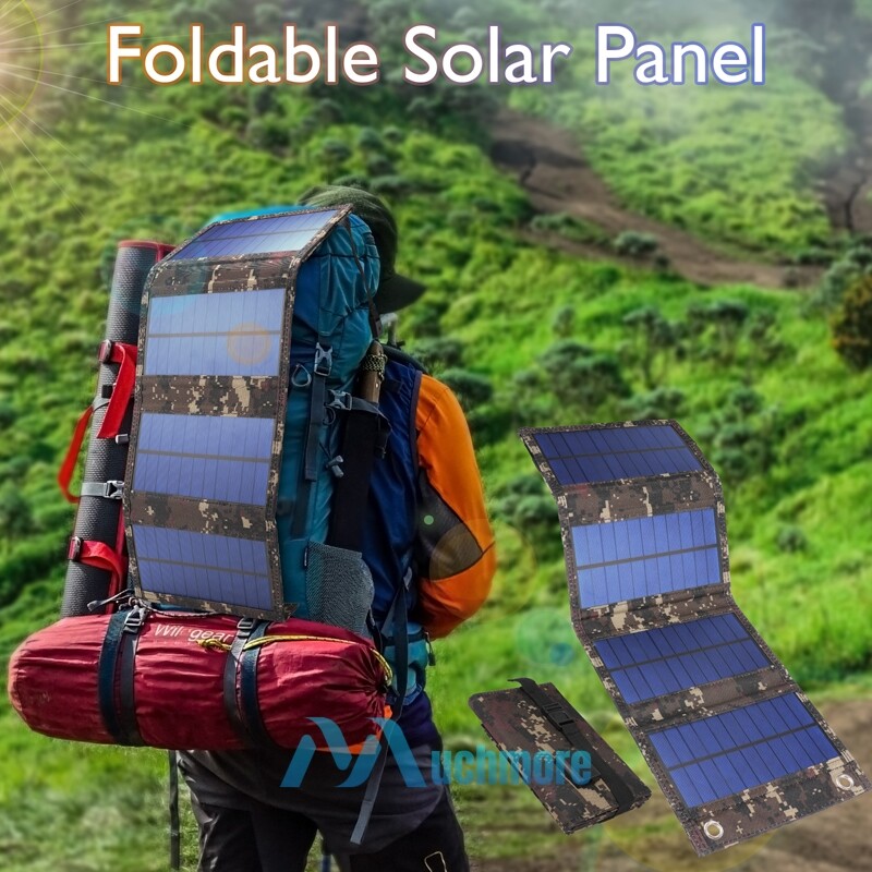 80W USB Solar Panel Folding Power Bank Camping Hiking Emergency Phone Charger US