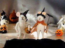 Halloween Cute Felt Mouse Decorations - Witch Mouse/Pumpkin Mouse Spooky Decor