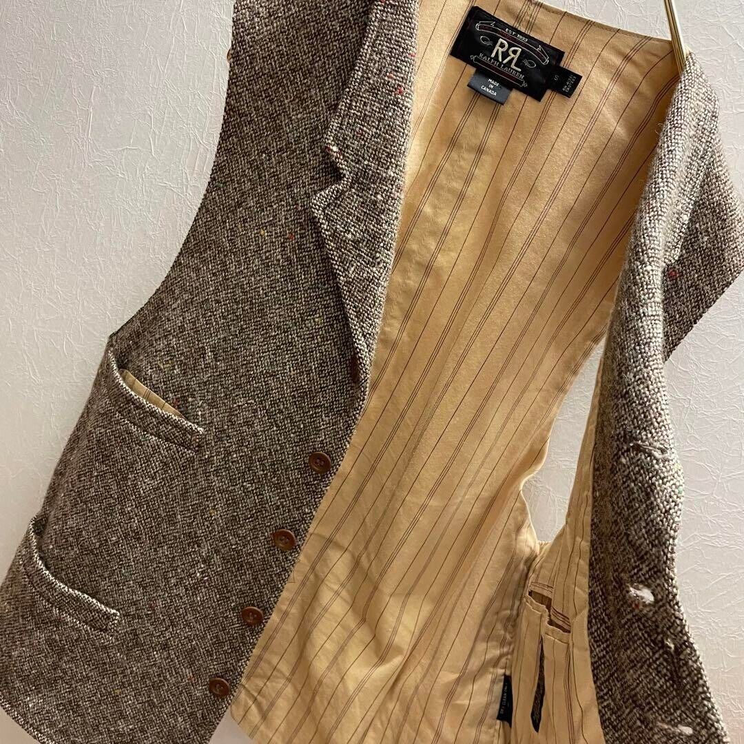 RRL RALPH LAUREN Men's 90's Tweed Vest MADE in Canada Three RRL RALPH LAUREN Men's 90's Tweed Vest MADE in Canada Three