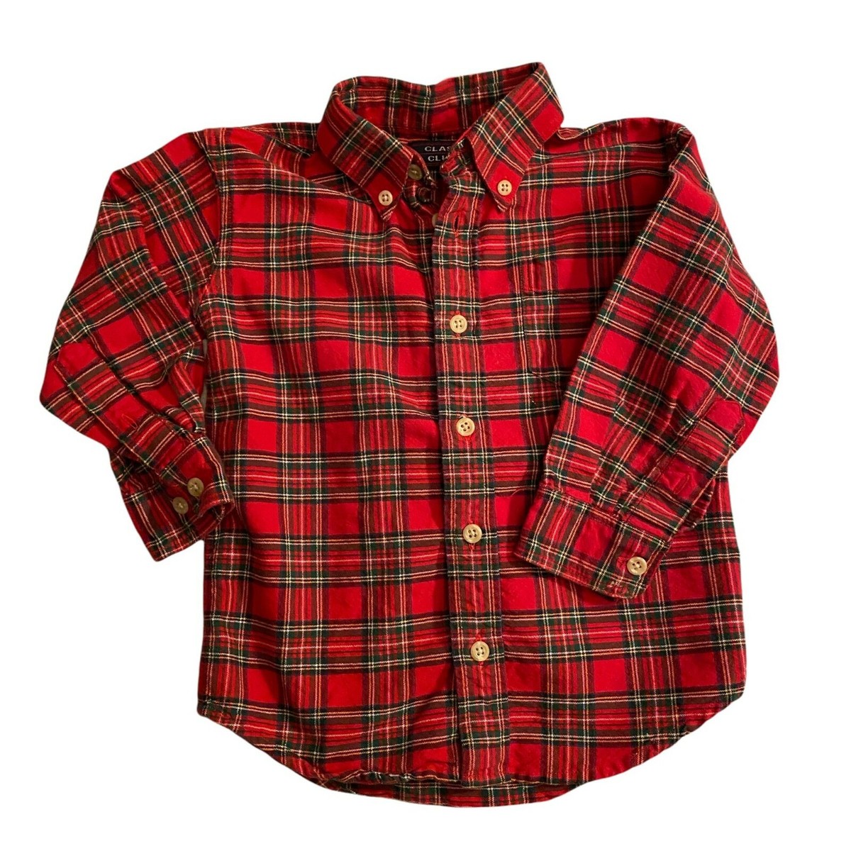 Class Club Boy's 3T Christmas Red Plaid button shirt Holiday Long sleeve pocket Class Club Boy's 3T Christmas Red Plaid button shirt Holiday Long sleeve pocket