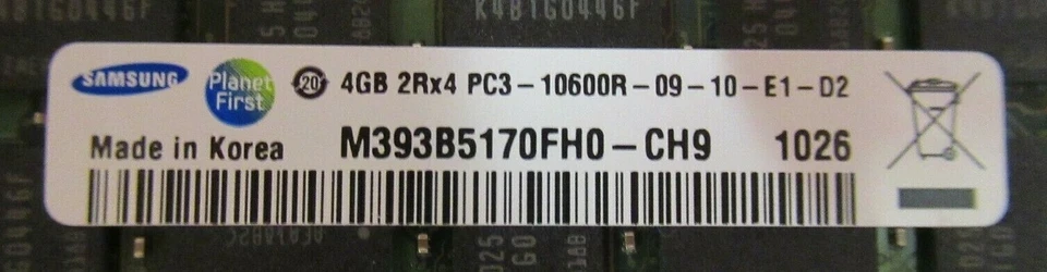 Samsung M393B5170FH0-CH9 4GB PC3-10600 DDR3-1333MHz ECC CL9 240P Memory - Image 3 of 3