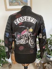 Claire Barrow X Joseph Leather Painted Biker Jacket Size 40 - Punk Paint Floral