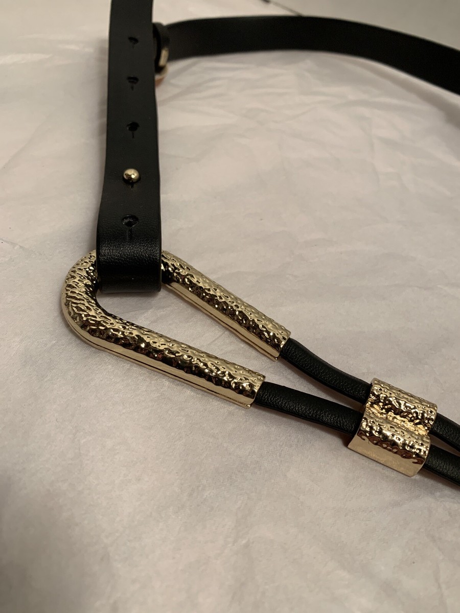 Faux leather tan belt gold buckle.  Small bcbg BCBG MAXAZRIA Polyurethane Faux Leather Brown Belt Gold  main image 2