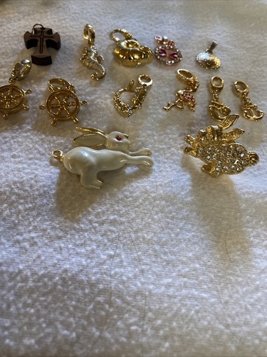 Mixed Lot Ocean Side Charms And Bunny Pendant And Pin - Picture 2 of 3