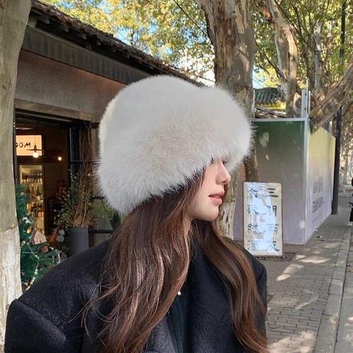 Women Winter Mink Hat Russian Fluffy Hats Faux Fur Headband Hat Fashion Girl Hat - Picture 2 of 12