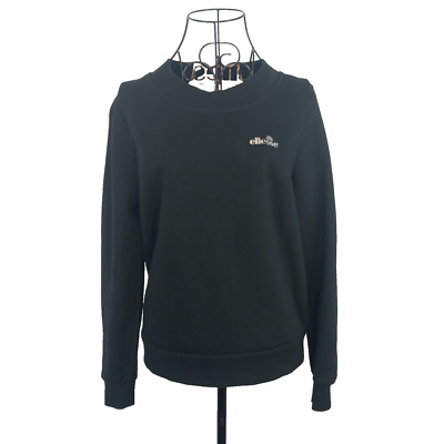 Ellesse Sweatshirt Damen UK 10 Schwarz 90s Y2K Retro Streetwear Pro Tech