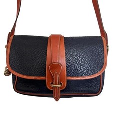 Vintage Dooney and Bourke Equestrian Navy English Tan Crossbody Shoulder Bag