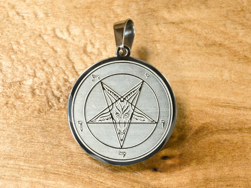 Pentagramm Baphomet Siegel Satan Ketten Anhänger Edelstahl Hexe Gothic Schmuck - Bild 4 von 4