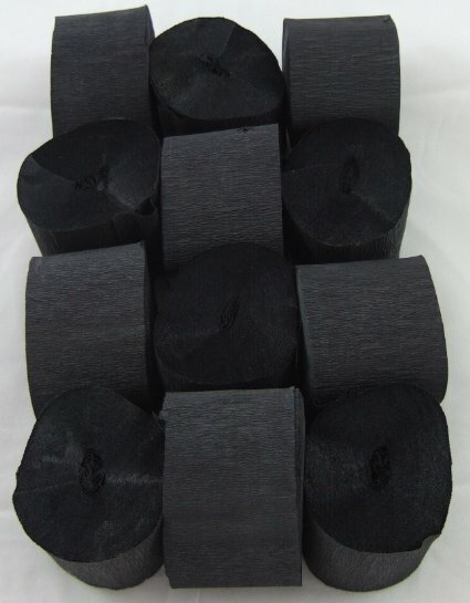 Clikkabox -12 Black Crepe paper EACH Streamer 45mm x 10m quauliy decoration