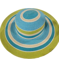 Cappelli Colorful Striped Paper Hat Beach Vacation Sun Multi Color