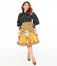 Unique Vintage Oblong Box Shop Halloween Kewpie Vintage Witch Swing Skirt XL