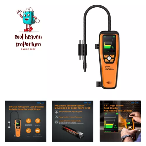 HVAC Refrigerant Leak Detector 10 Yrs Infrared Sensor Life, Halogen Freon Sni...