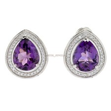 Gemma Naturale Di Ametista Con Gemelli In Argento Sterling 925 #1740