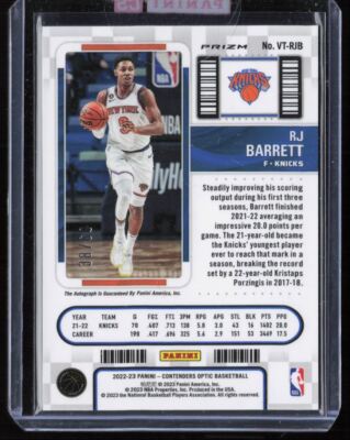 2022-23 Panini Contenders Optic Veteran Ticket Red RJ Barrett Auto