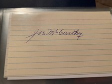 Joe McCarthy autographed Index Card. 7 Time World Series Champion. Yankees￼￼ Mgr