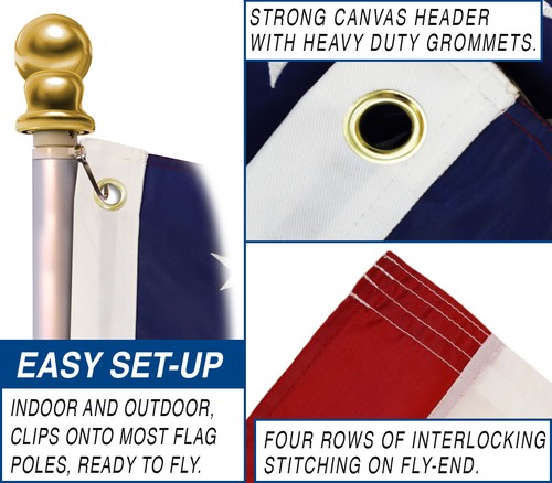 Bestickte US-Flagge 3x5 Fuß bestickt amerikanische Hausflagge 3' x 5' USA-Flagge - Bild 4 von 4