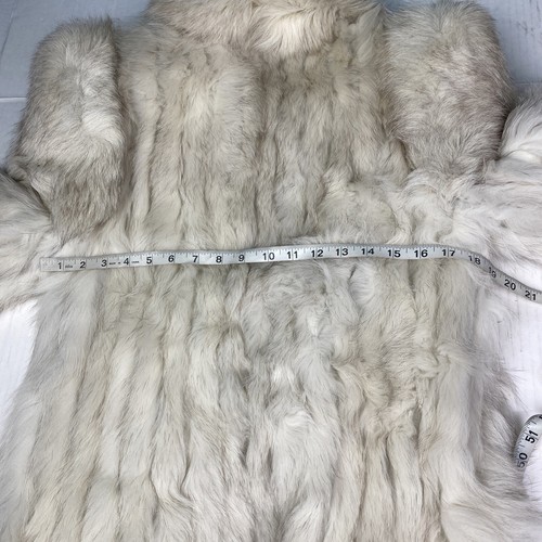 Vintage Women Size 6 Blue Fox Fur Coat Cream Off White Brightened Korea Finland - Picture 7 of 8