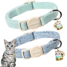 Cat Collar,2 Pack Green Collars Breakaway with Bell