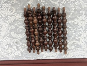 Lot of 9 Salvaged Jenny Lind Bed  Turned Spindles 10"- 10.5" long - Crafts -