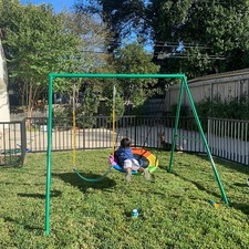 440lbs Metal Swing Set with 2 Swings Kids Adult Outdoor Playset Heavy Duty Frame
