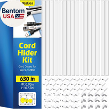 630In Cord Hider Kit, Paintable Cable Raceway, Cord Covers for Wires on Wall, Co