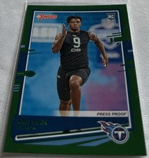 2020 Donruss Football Kristian Fulton Tennessee Titans Press Proof Green Rookie