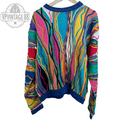 Vintage Coogi 90s Australia Knit Sweater Unisex Bold 3D Colourful Rare Pullover