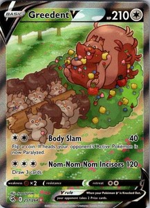 Greedent V (Alternate Full Art) Ultra Rare SWSH08: Fusion Strike 257/264 NM