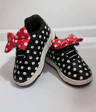 Disney Minnie Mouse Toddler Polka Dot Bow Sneakers Black White Red Size 6