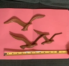 Vintage 1981 Homco Seagulls Birds in Flight #7619 Wall Décor Faux Wood 2 Pc Set