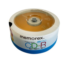 25 Pack CDs Memorex NEW Cool Colors CD-R 52X 700MB 80min Blank Recordable Discs