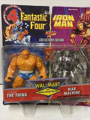 #ad New ToyBiz 1995 THE THING amp; WAR MACHINE Action Figures 2Pk Walmart Exclusive Pin $40.00