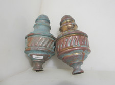 Victorian Brass Curtain Pole Rail Ends Antique Finials French Rococo Old Gilt