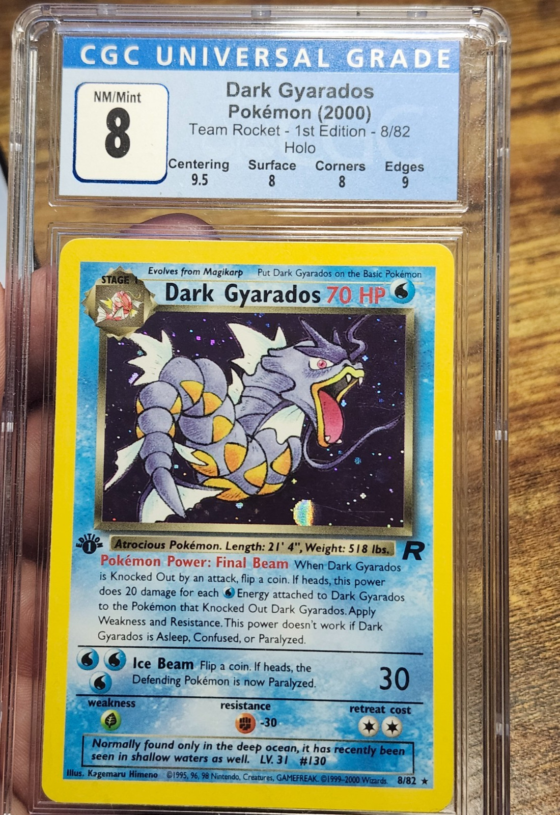 1st Edition Dark Gyarados Holo 8/82 Team Rocket - Pokemon CGC 8 with subgrades