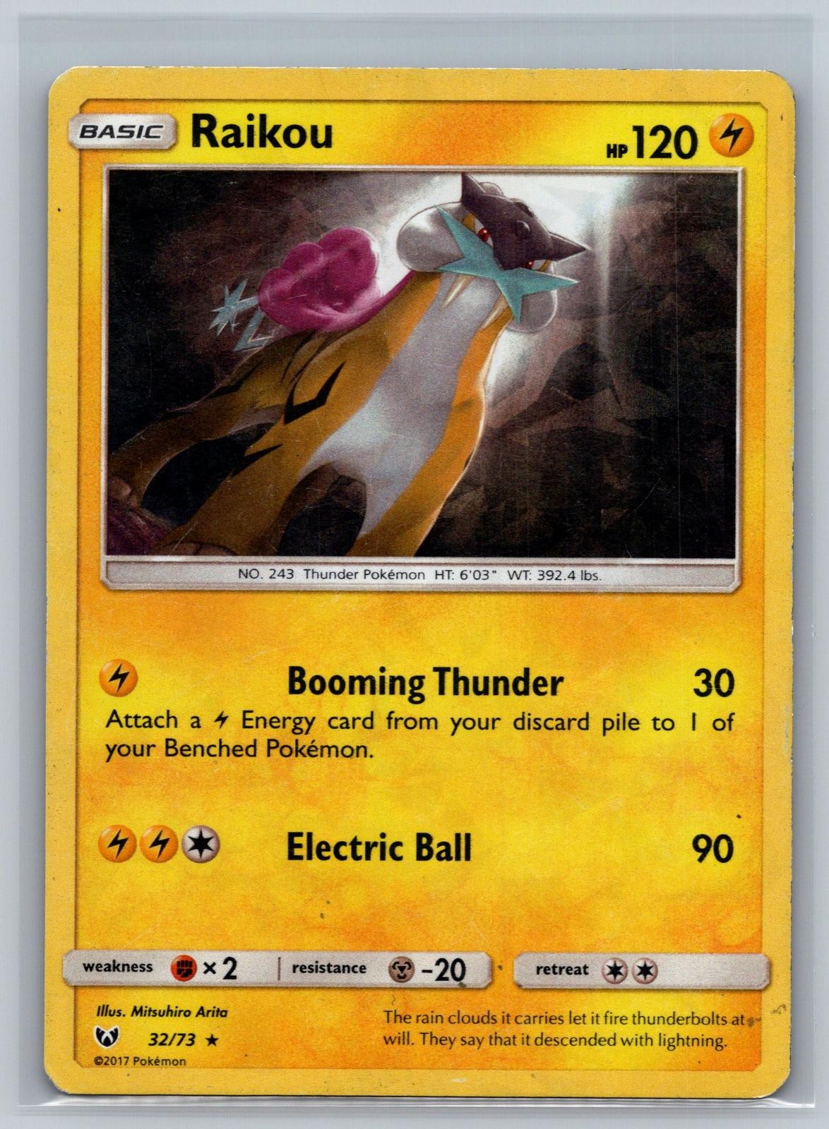 Raikou 32/73 Holo Rare Shining Legends Pokemon Card Holo Moderately Played