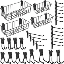 Heavy-Duty Slatwall Baskets and Hooks - Accessories for Black 