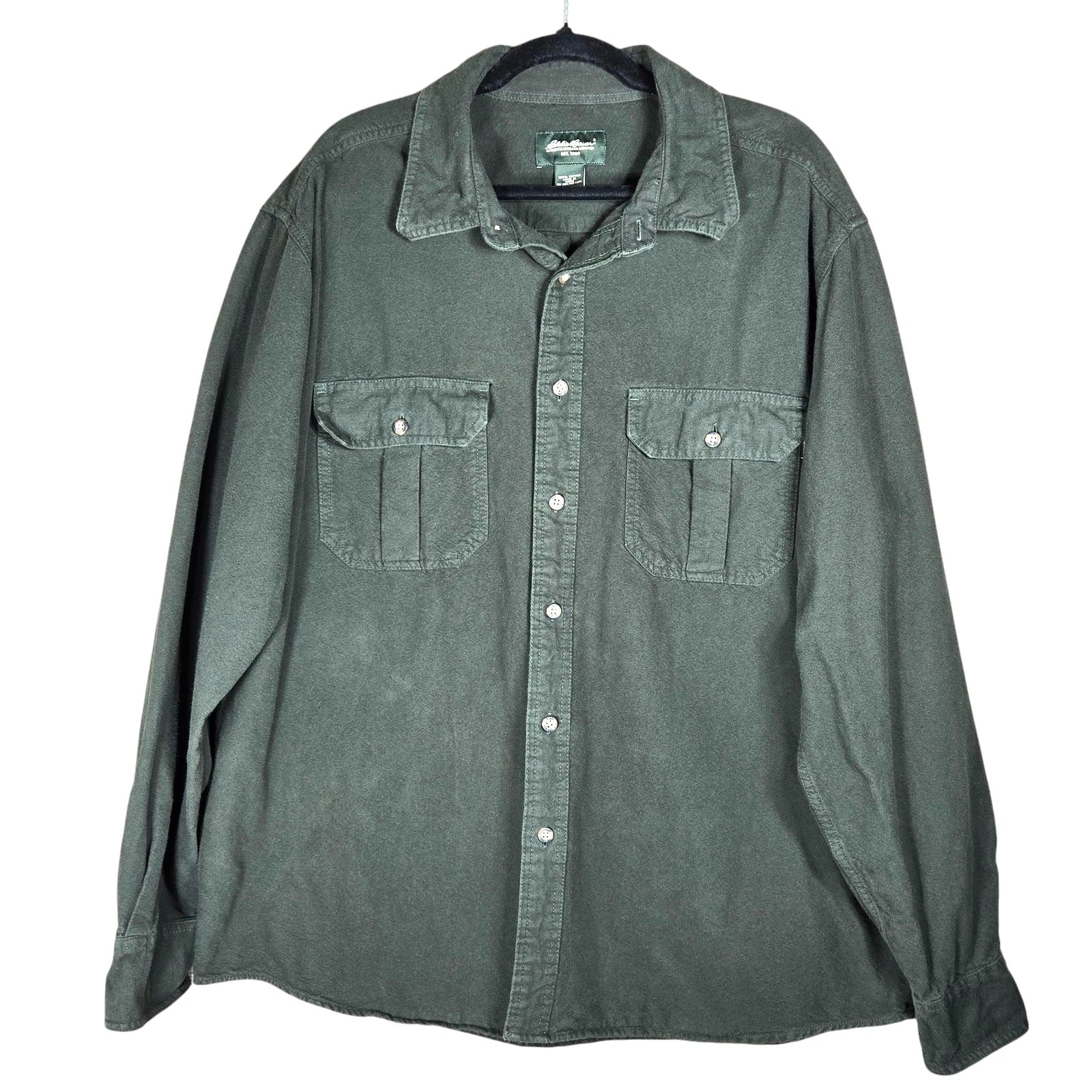 Eddie Bauer Chamois Shirt Mens Large Olive Green Heavy Cotton Flannel Outdoor
Opens in a new window 