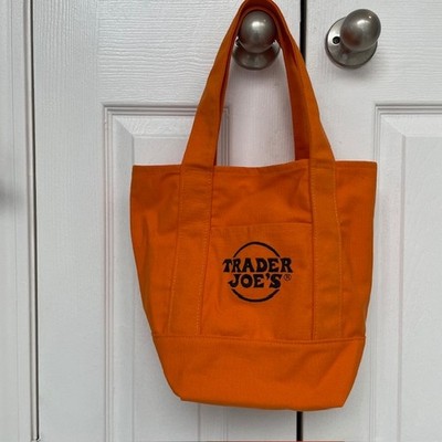 Trader Joe s Mini Canvas Bag Orange Halloween Reusable Heavy Duty