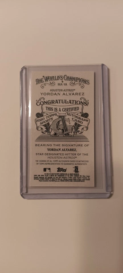 2020 Topps Allen & Ginter's - Mini Baseball Autographs Yordan Alvarez #MA-YA... - Image 2 of 2